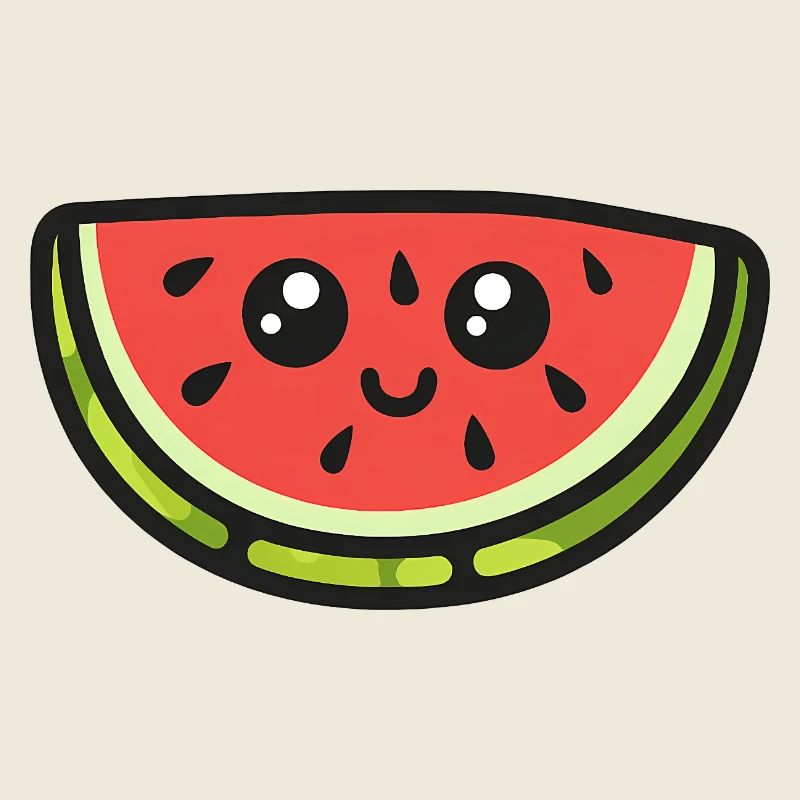 Dessin animé mignon de tranche de pastèque