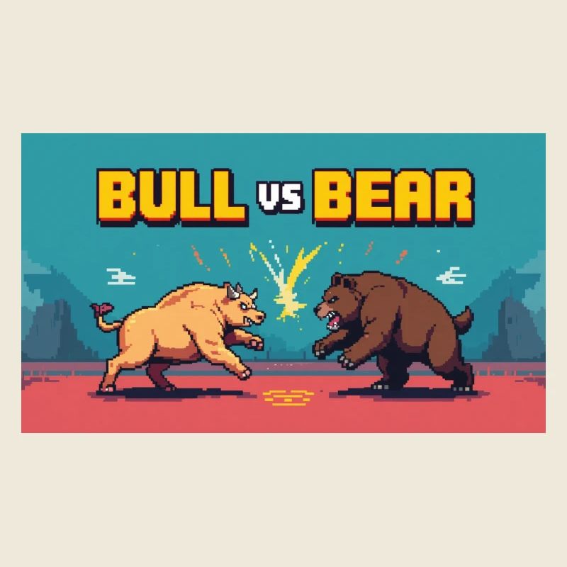 Pixel Art Kampf Stier gegen Bär