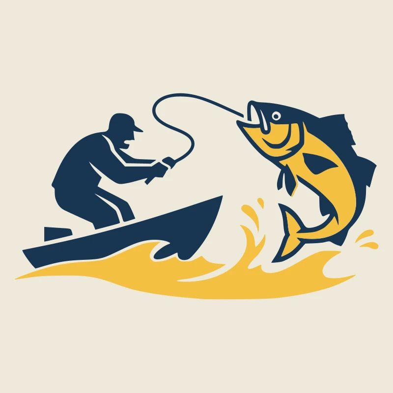Silhouette de poisson pêcheur bateau
