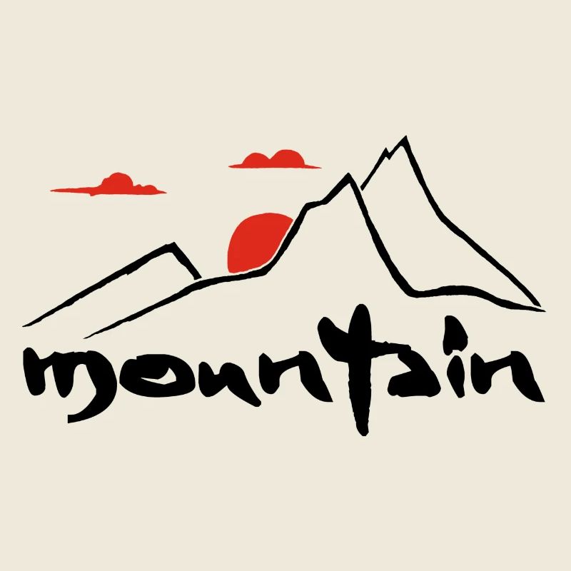 Black mountain and red sun