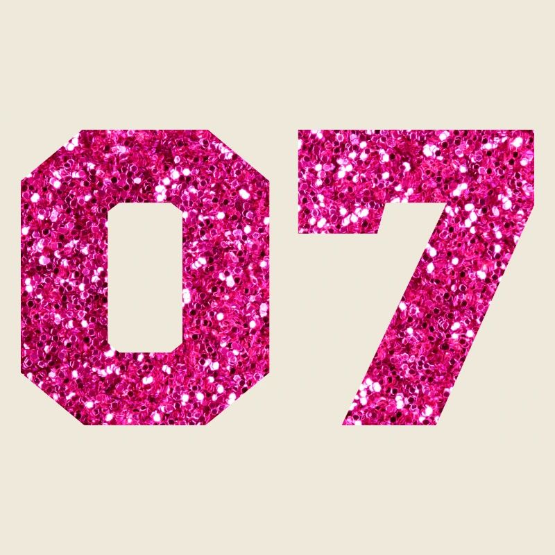 Number 7 Pink Glitter - 7th Anniversary