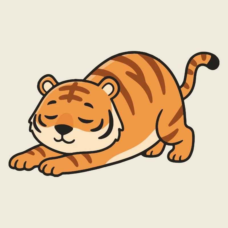 Kawaii Tiger Stretch Pose