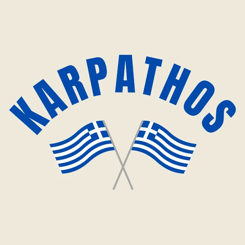 Karpathos avec drapeaux grecs croisés