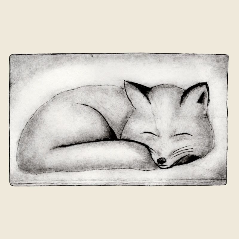 Sleeping Fox - Hand Carved Printable