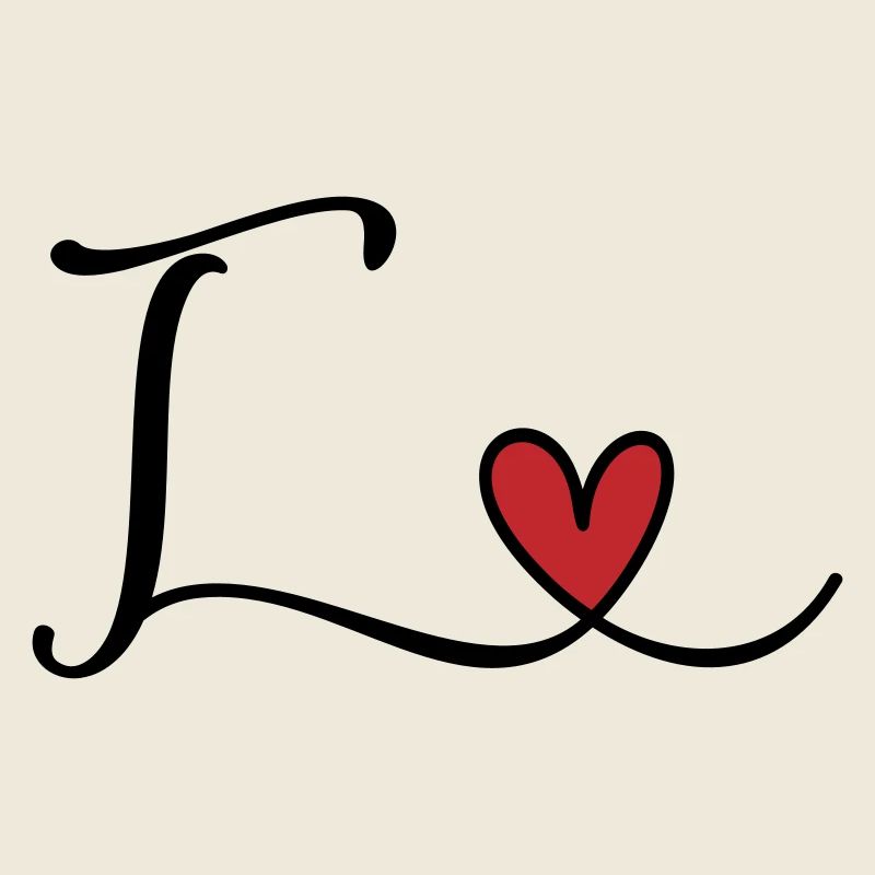 Buchstabe T Monogramm mit Herz