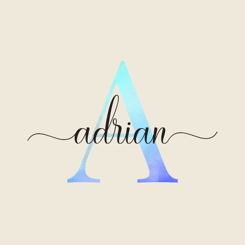 A| Monogram | Name | Adrian | Watercolor