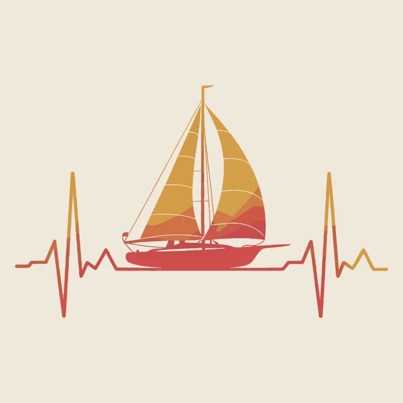 Sailing heart at sunset