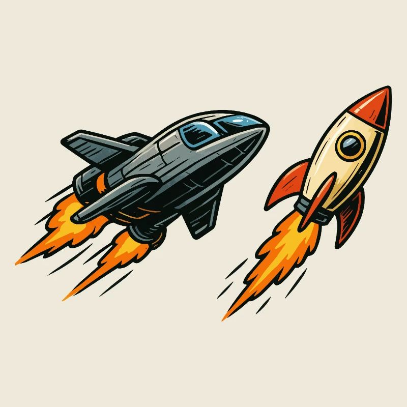 Rocket Sprint Cartoon Space