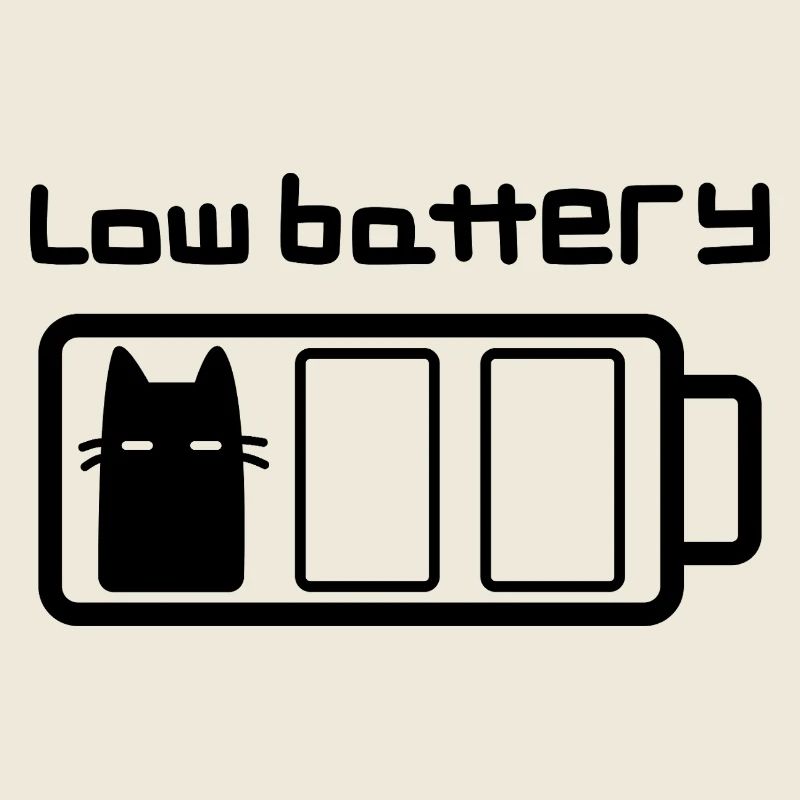 Katze mit wenig Batterie