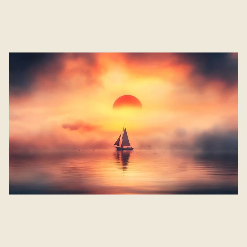 Sailboat in sunset over calm sea