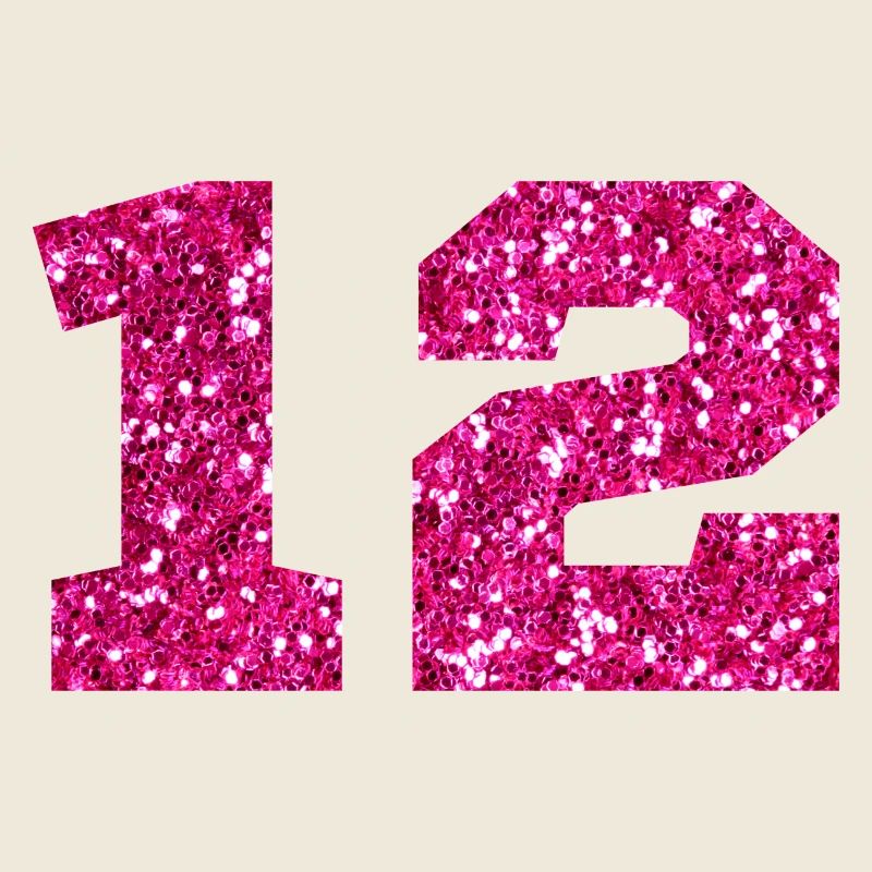 Numéro 12 paillettes rose - 12e anniversaire