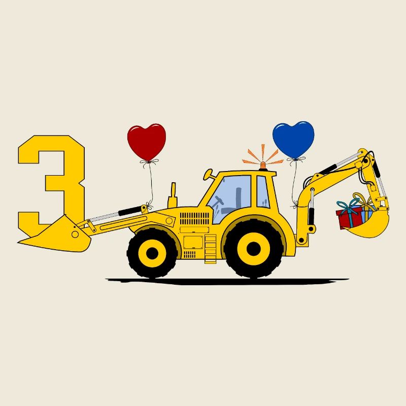 3. Geburtstag Bagger Traktor