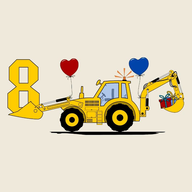 8. Geburtstag Bagger Traktor
