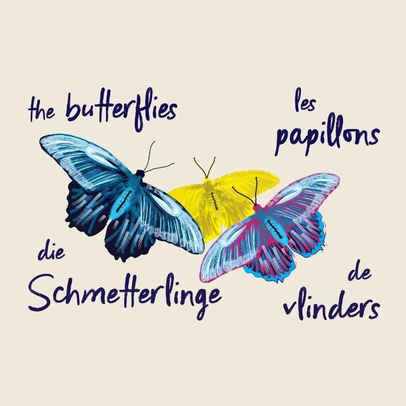 Bunte Schmetterlinge, 4 Sprachen