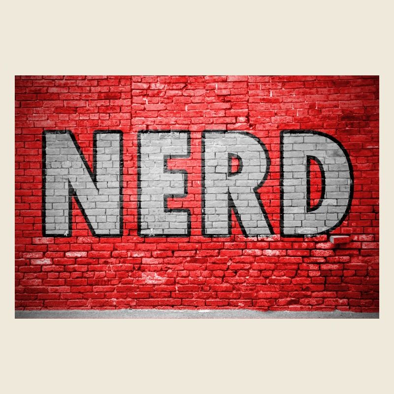 Nerd Graffiti auf Ziegelmauer