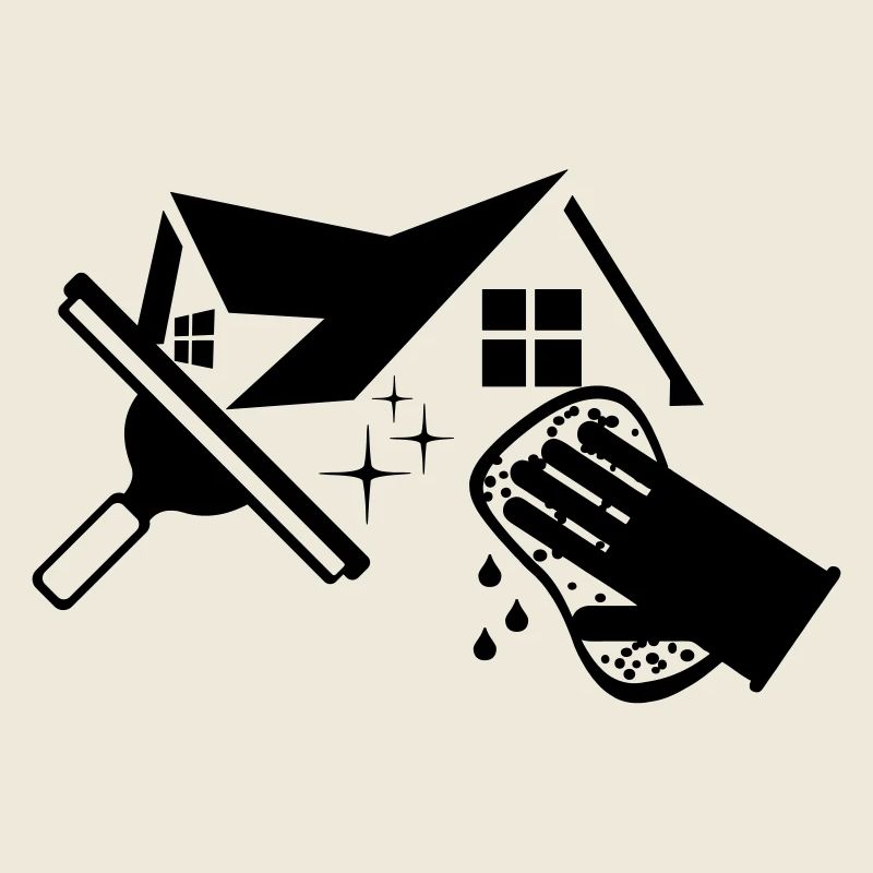 Window washer logo with house sponge and window trigger