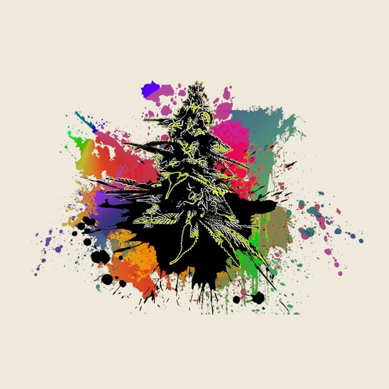 Graffiti de cannabis avec éclaboussures de peinture