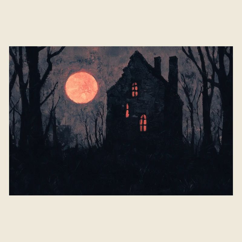 Poster Illustration Maison Hantée