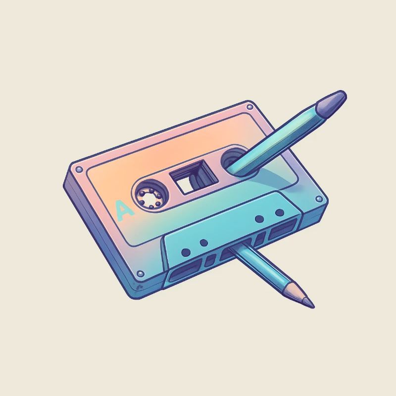 Cassette Crayon Pastel Retro