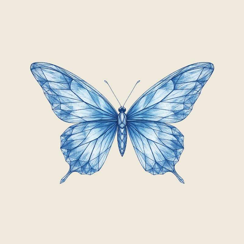 Blue Geometric Butterfly