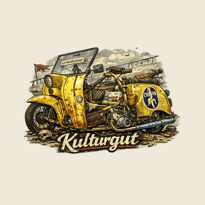 Cultural Property Yellow Oldtimer Sidecar