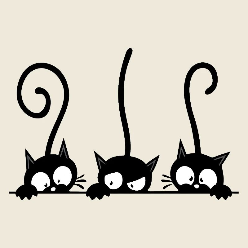 Drei neugierige schwarze Katzen