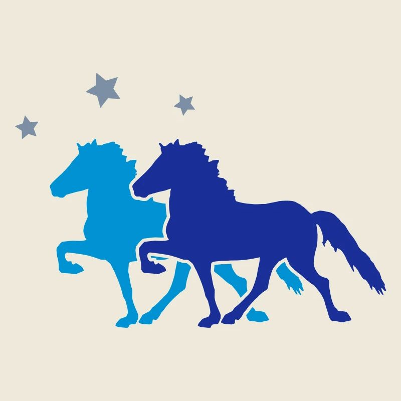 Two Horses with silver-metallic Stars