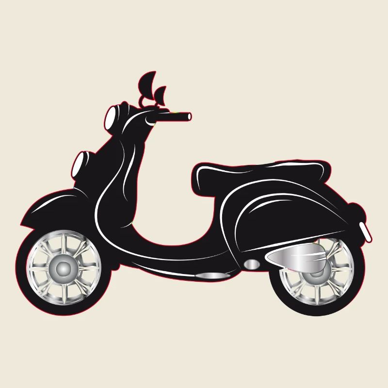 Ein schwarzer Motorroller mit farbigem Rand