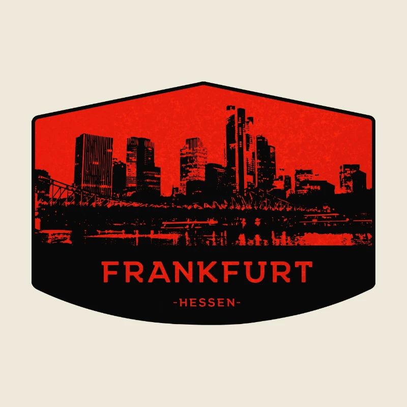 Frankfurter Skyline Patch Rot Schwarz