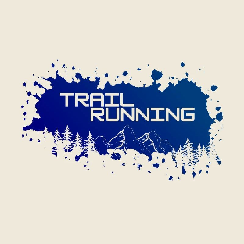 Trail Running Berge und Wald weißer Farbklecks