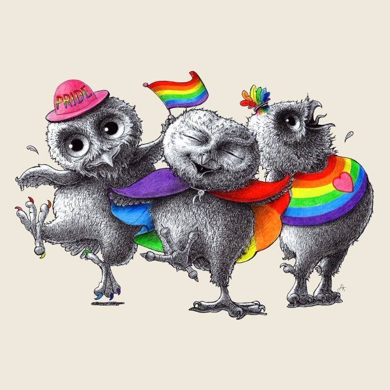 pride - trois hiboux heureux