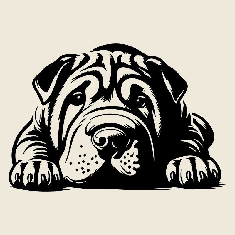 Tête de Shar Pei avec pattes
