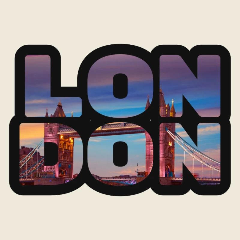 La silhouette de Londres en lettres