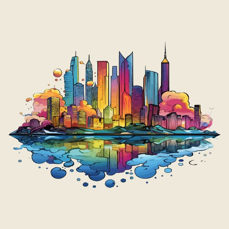 Bunte Skyline Reflektion