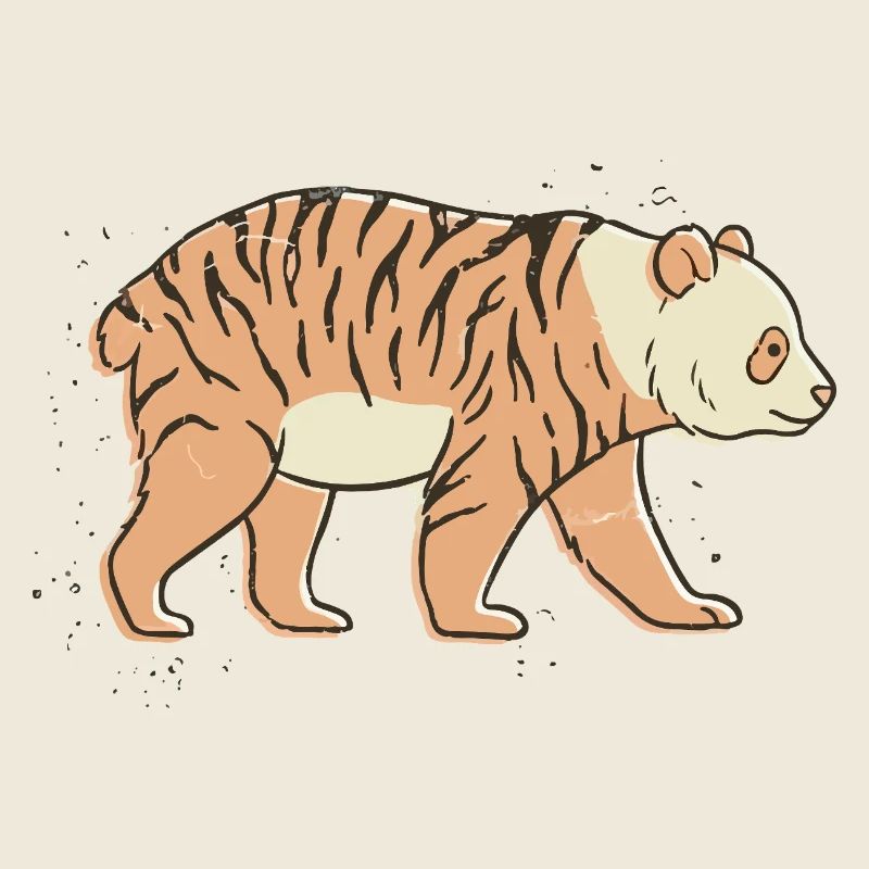 panda stripe tiger cream Illustrated