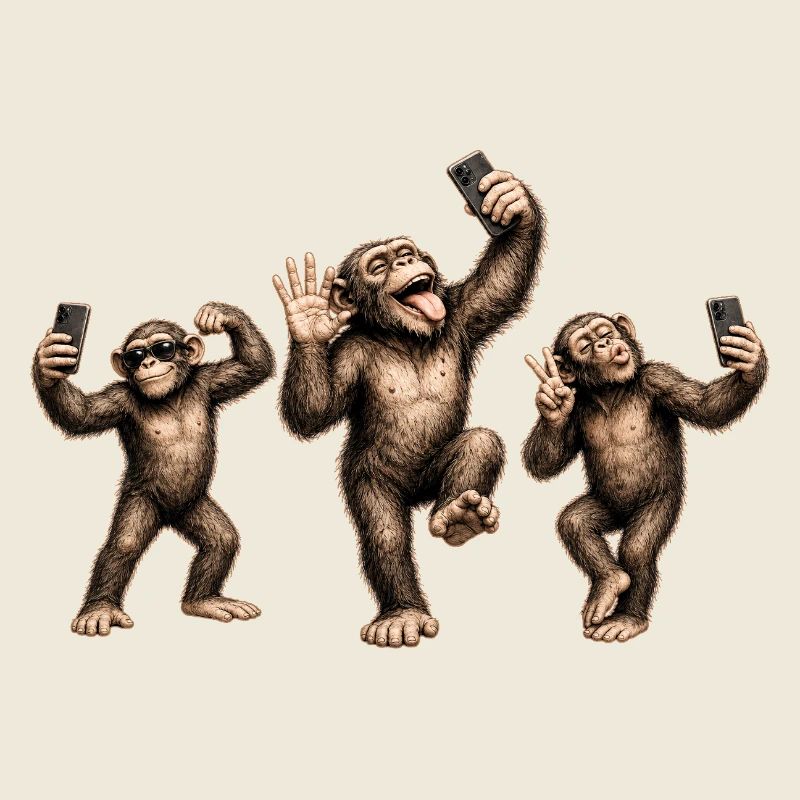 Monkey Selfie Trio