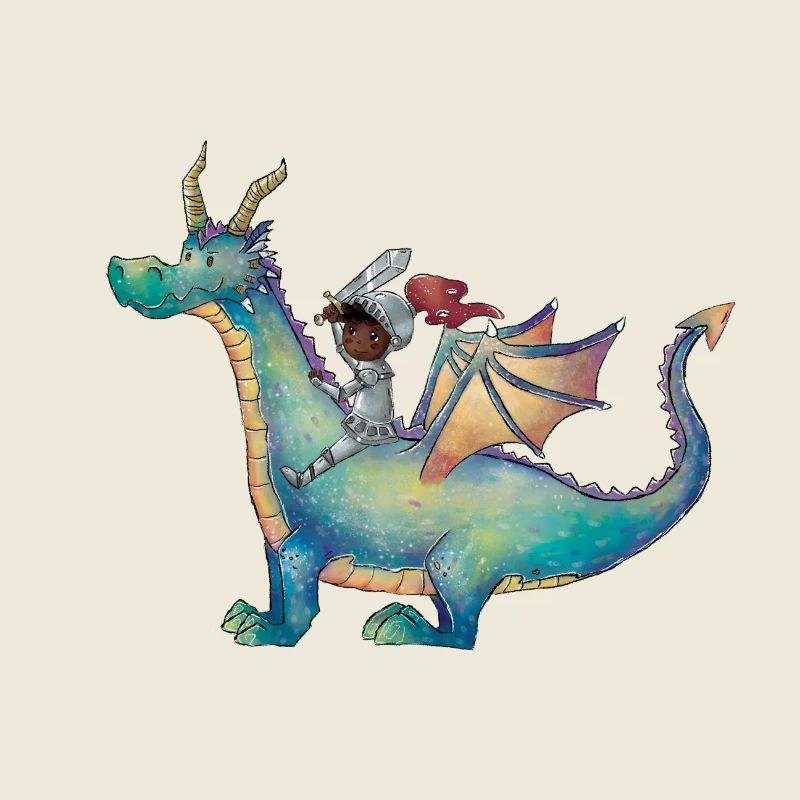Fille avec dragon dans une aventure magique