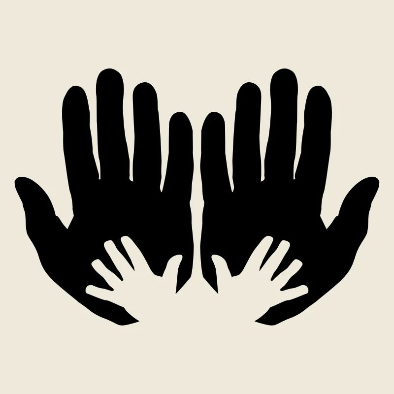Open parents hands with children's hands