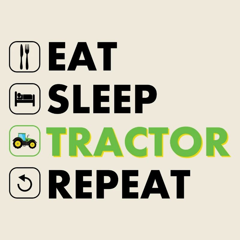 Tracteur manger dormir répéter noir