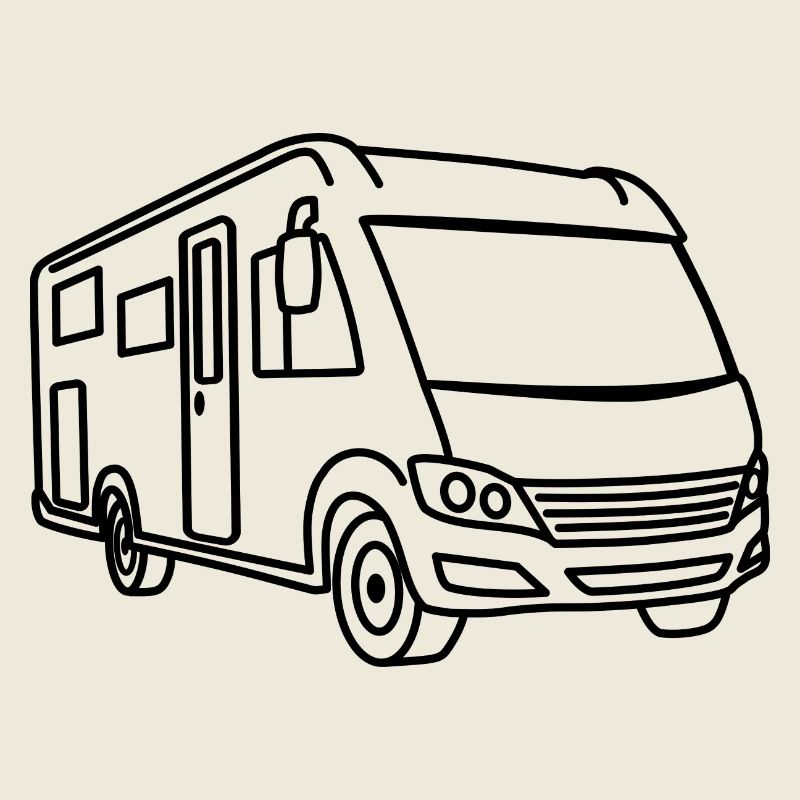 Wohnmobil Vollintegriert - Front - Kontur schwarz
