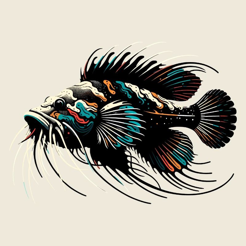 Poisson-chat d’aquarium, poisson-chat d’antenne, minimaliste