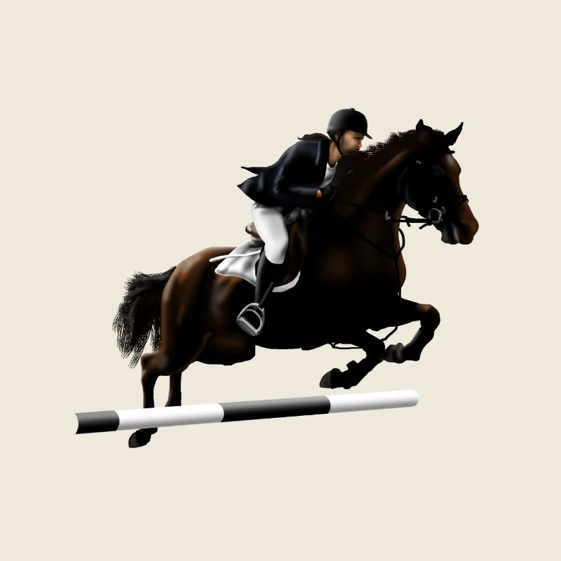 Cheval cabré avec cavalier