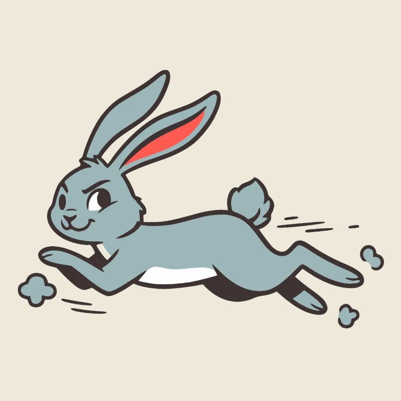 Running Bunny Rabbit Long-Eared Comic Funny