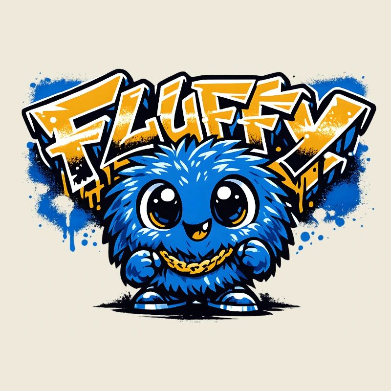 Fluffy Graffiti Blaues Maskottchen