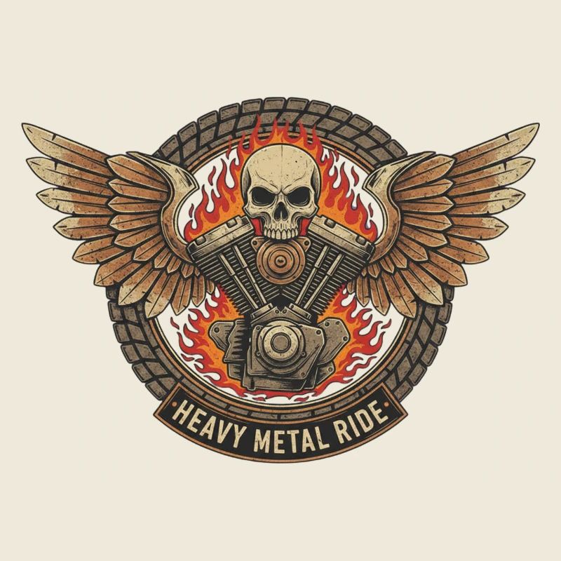 Motorcycle Biker V-Twin Motor Skull Skull Rocker