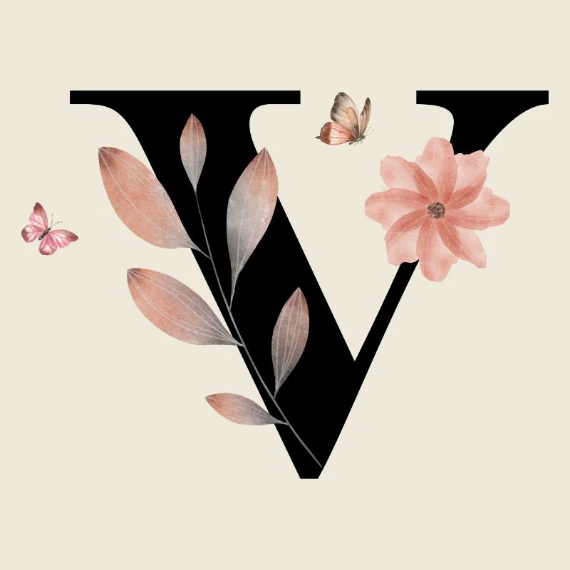 Buchstabe v Wildblumen Aquarelle