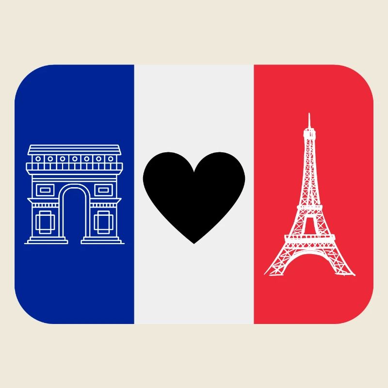 France monuments et drapeau bleu blanc rouge