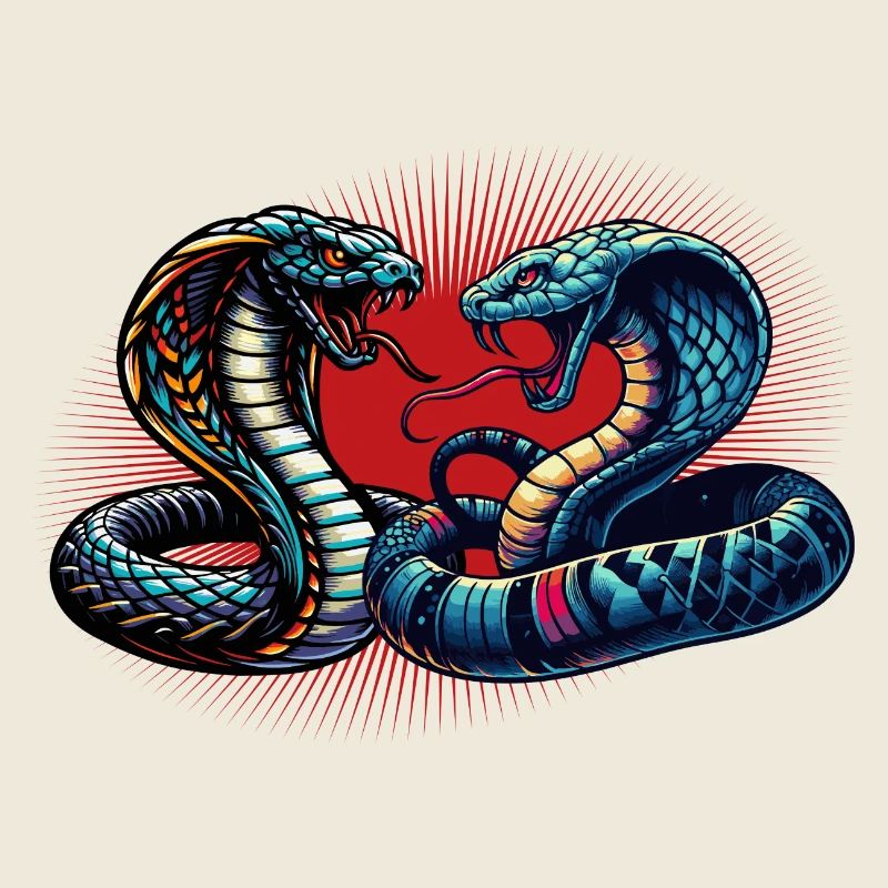 motif serpent Cobra dynamique et coloré