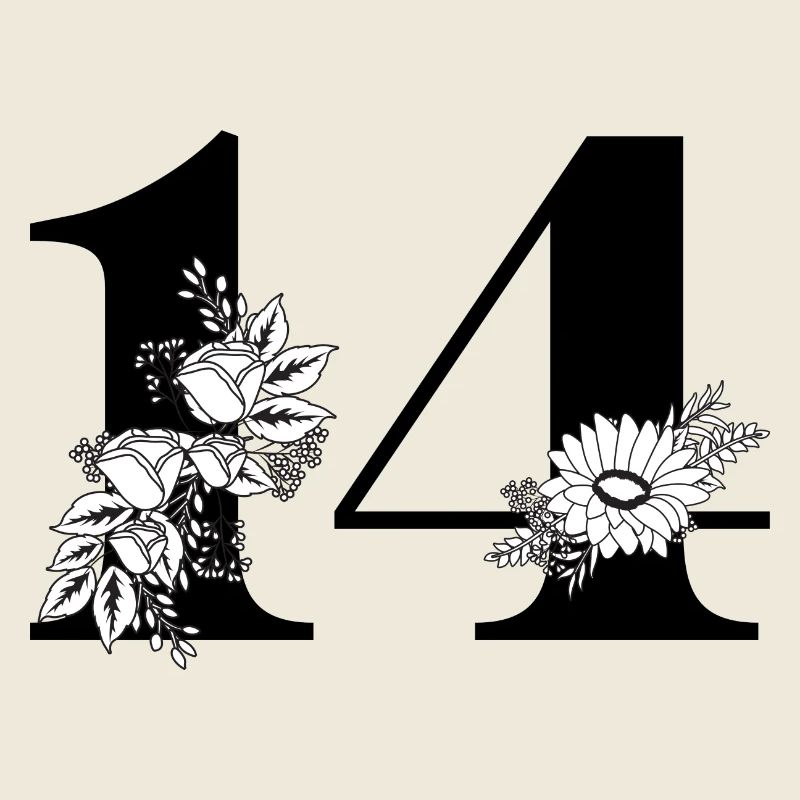 Nummer 14 Schwarze Blumen - 14. Blumengeburtstag