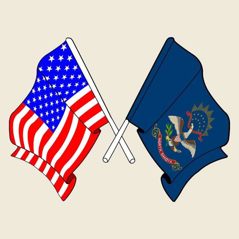 Drapeau des États-Unis et du Dakota du Nord croisé